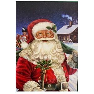 Christmas Santa Flag Banner Garden Flag with Pole Complete Set 11.75 in x 18 in